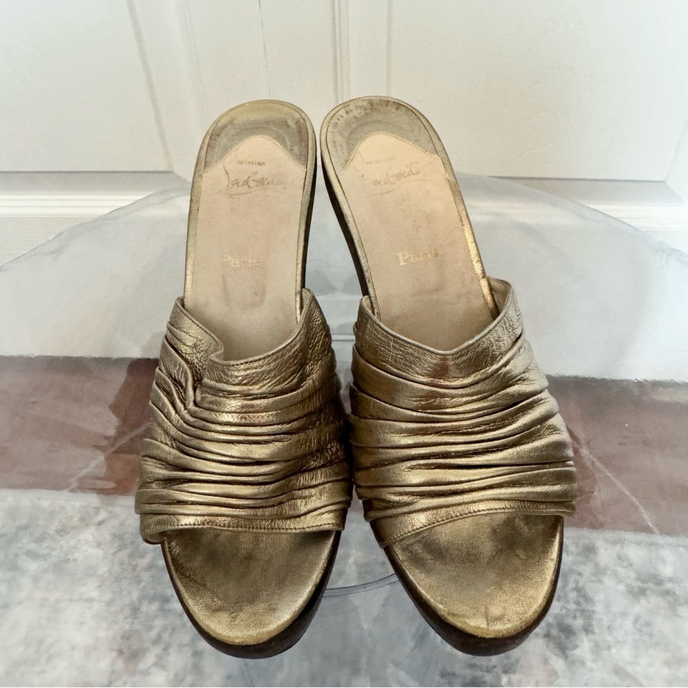 Christian Louboutin Paris Nappa Bella Pumps Shoes Sandals Heels - Beige US8 IT38